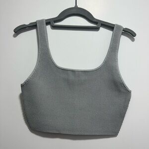 Gray Ribbed Women's Tank Top
